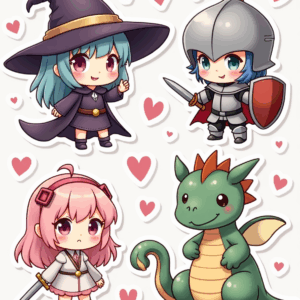 Kawaii & Chibi Style - Sticker Sheet v4